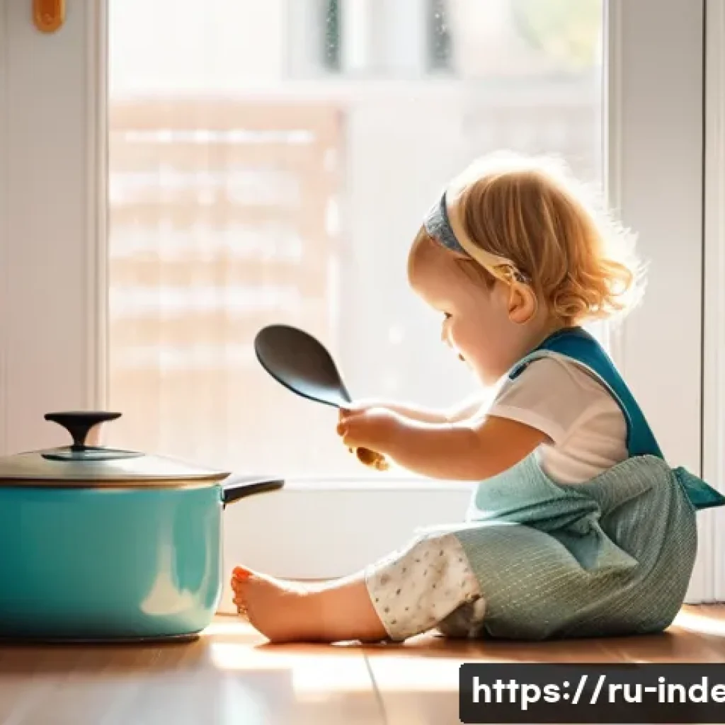 산업공학의 역사 - **Prompt:** "A cozy kitchen scene. A toddler wearing a diaper sits on the floor, happily banging pot...
