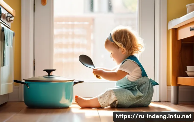 산업공학의 역사 - **Prompt:** "A cozy kitchen scene. A toddler wearing a diaper sits on the floor, happily banging pot...