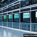 Home 21 산업공학과 데이터 마이닝 - A modern industrial production floor featuring diverse machinery and control panels with real-time d...