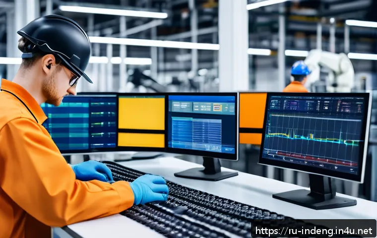 산업공학과 전산 최적화 - A modern Russian manufacturing plant interior featuring advanced machine learning technology in acti...